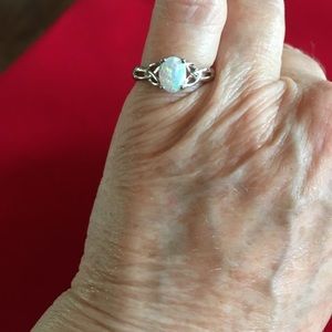 925 Sterling Silver White Lab Opal Ring,  NWOT